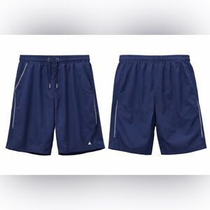 Men’s Navy Athletic Running Shorts M/L Elastic Waist Zip Pocket Reflective